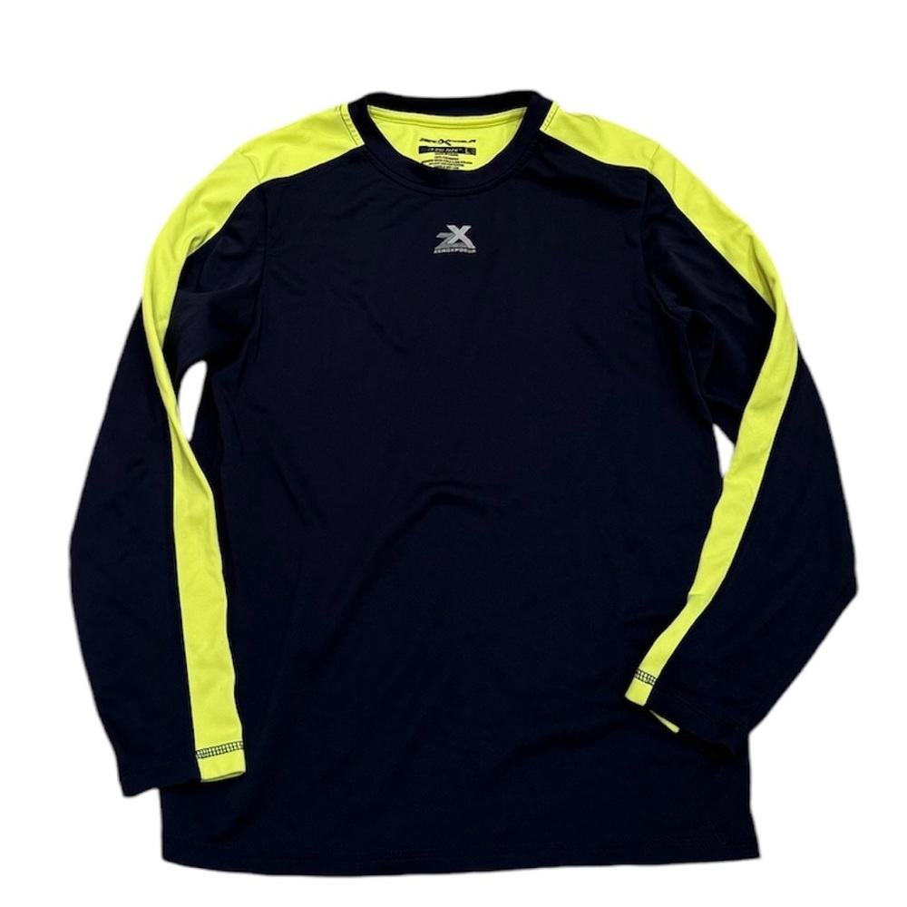 ZeroXPosur Cold Gear Athletic Base Layer Long Sleeve Shirt Blue Neon Reflective